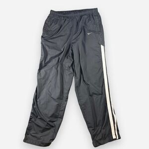 Y2K Nike Black Baggy Track Pants Mesh Lined Size L Elastic Waist